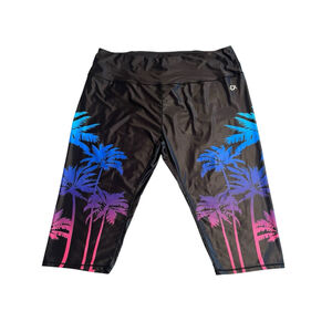 DR Swim Pants Leggings Womens Plus Size 5X Black Neon Palms Cropped